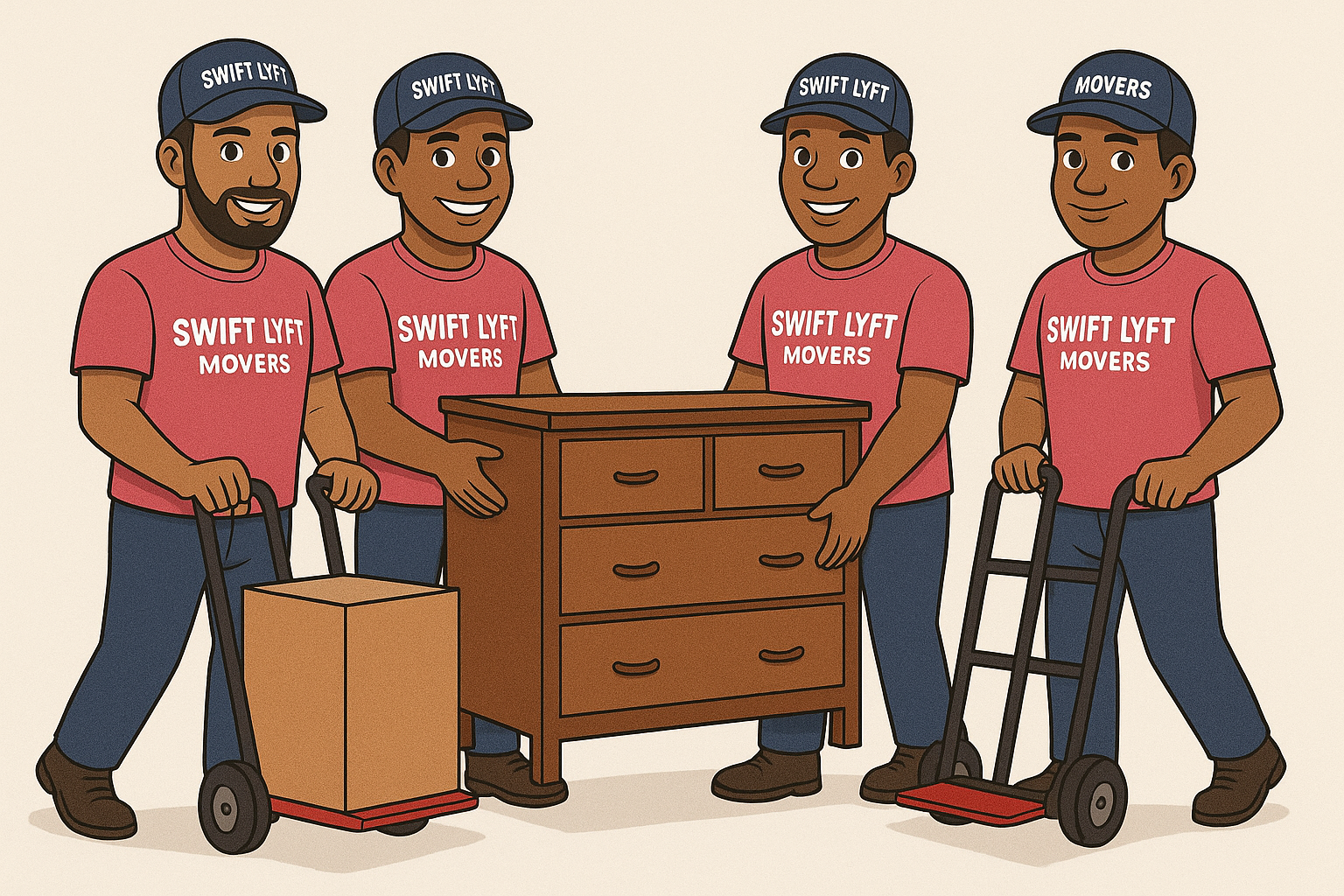 4-Mover team moving furniture together